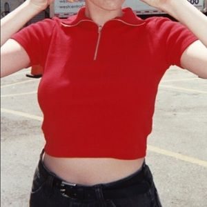 Brandy Melville Red Joan zip up top.